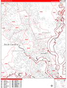 North Charleston  Wall Map Red Line Style